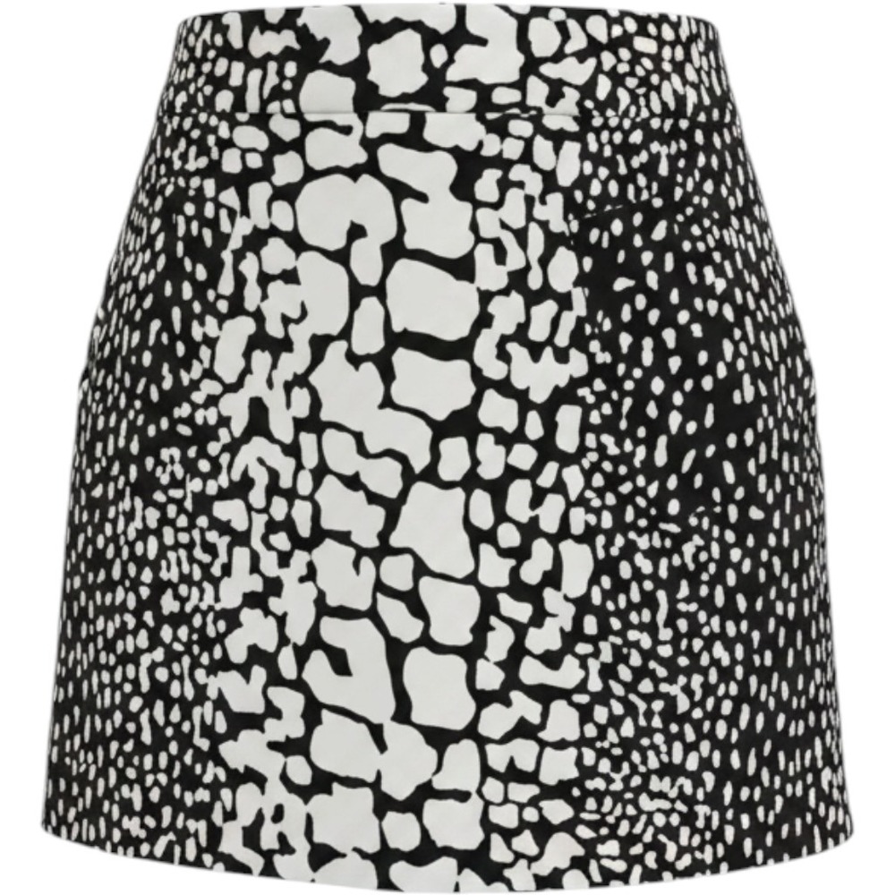 J.Crew Black White Animal Print Cotton Mini Skirt Size 0 RN77388 Side Zip EUC